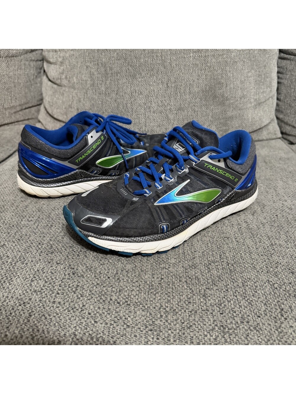 Brooks Transcend 2 Shoes Mens Size 9 Black Blue Running Sneakers Mesh Athletic
